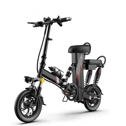 YXZNB Electric Bike YXZNB Electric Bicycle, Lightweight 12-Inch Tire 350W Foldable Electric Bicycle 20AH Lithium Battery 3 Riding Modes, Black