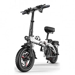 YXZNB Bike YXZNB Electric Bicycles, 14-Inch Folding Electric Bicycles with Pedals, 48V / 400W / 100Km Folding Electric Bicycles, Portable Bicycles for Teenagers And Adults, White
