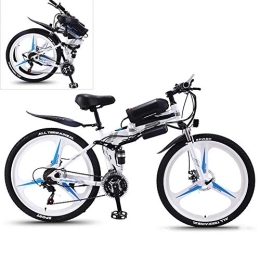 YZT QUEEN Electric Bike YZT QUEEN Electric Bikes, 21-Speed High-Carbon Steel Foldable Electric Mountain Bike All Terrain, 26-Inch 36V 350W Removable Lithium Battery Mountain Bike, White, 36V13AH