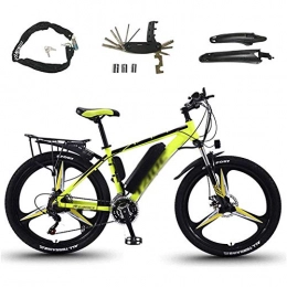 YZT QUEEN Electric Bike YZT QUEEN Electric Bikes, Adult Magnesium Alloy Bicycle All-Terrain Off-Road Vehicle 27 Speed, 26 Inch 36V 350W Mobile Lithium Ion Battery Mountain Bike, Yellow, 36V13AH