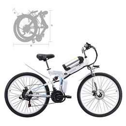 YZT QUEEN Electric Bike YZT QUEEN Electric Bikes Electric Mountain Bike, Adult 26-Inch Folding Electric Bicycle Aluminum Alloy Spoke Wheel, Removable 350W 48V 8AH Lithium Battery 21-Speed Gear, White
