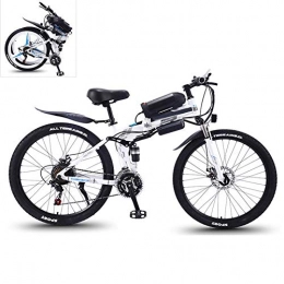 YZT QUEEN Bike YZT QUEEN Electric Bikes, High-Carbon Steel Foldable Electric Mountain Bike All-Terrain Off-Road Vehicle 21-Speed, 26-Inch 36V 350W Mobile Lithium-Ion Battery Mountain Bike, White, 36V13AH