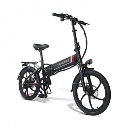 zawq Folding Electric 20" aluminum Bicycle For Adults Commute Ebike Lightweight Portable Easy To Store 48v 350w Motor 7 Speed Derailleur Aluminum Alloy Rim-Black