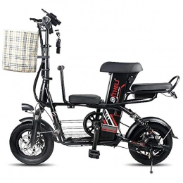 ZBB Electric Bike ZBB Electric Bicycle 12 Inch Wheels High Carbon Manganese Steel Material Portable Folding Electric Bike for Adult 48V Lithium-Ion Battery Powerful Brushless Motor Speed 20-30 KM / h, Black, 30to35KM