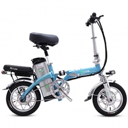 ZBB Bike ZBB Electric Bicycle 14 Inch Wheels Aluminum Alloy Frame Portable Folding Electric Bike for Adult with Removable 48V Lithium-Ion Battery Powerful Brushless Motor Speed 20-30 KM / H, Blue, 40to60KM
