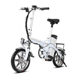 ZBB Bike ZBB Electric Bicycles Folding Lightweight Aluminum Folding Electric Bikes 14 Inches Wheels Portable Ebike with Pedal Adult with 48V Lithium-Ion Battery 400W Powerful Motor Speed 20KM / H, White, 180KM