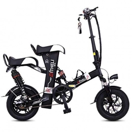 ZBB Electric Bike ZBB Electric Bicycles Lightweight Portable Folding with Pedals High-carbon Steel Material for Adult 48V Lithium Lon Battery 400W Electric Moped Maximum Load 250 Kg, Black, 60to70KM