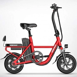 ZBB Electric Bike ZBB Folding Electric Bike - Portable and Easy to Store in Caravan 350W Brushless Motor Removable 48V Lithium-Ion Battery with LCD Speed Display for Adult, Red, 30to50KM