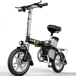 ZBB Electric Bike ZBB Folding Electric Bike with 48V Removable Lithium-Ion Battery, 14 inch E-bike with 400W Brushless Motor Aluminum Alloy Frame Maximum Speed 30 KM / h for Adult Women Men, Black, 80to150KM