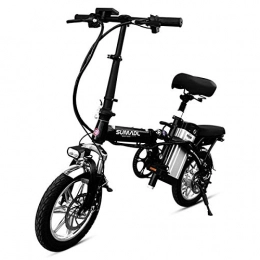 ZBB Bike ZBB Folding Lightweight Electric Bike, 8" Wheels Portable Ebike with Pedal, Power Assist Aluminum Electric Bicycle Max Speed Up to 30 Mph Black, 110Km