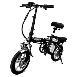 ZBB Electric Bike ZBB Folding Lightweight Electric Bike, 8" Wheels Portable Ebike with Pedal, Power Assist Aluminum Electric Bicycle Max Speed Up to 30 Mph Black, 60Km