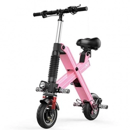 ZBB Bike ZBB Lightweight and Aluminum Folding E-Bike, Power Assist and 36V Lithium Ion Battery Electric Bike with 8 Inches Wheels and 240W Hub Motor with Front LED Light for Adult, Pink