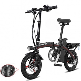 ZBB Electric Bike ZBB Lightweight and Aluminum Folding E-Bike with Pedals, Power Assist, and 48V Lithium Ion Battery, Electric Bike with 14 inch Wheels and 400W Hub Motor Black, Black, 40to60KM