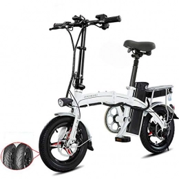 ZBB Electric Bike ZBB Lightweight and Aluminum Folding E-Bike with Pedals, Power Assist, and 48V Lithium Ion Battery, Electric Bike with 14 inch Wheels and 400W Hub Motor Black, White, 50to100KM