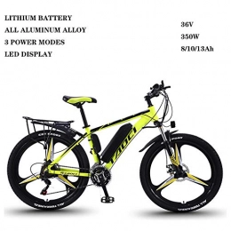 ZFY Electric Bike ZFY Electric Bikes For Adult, 36V 350W Removable Lithium-Ion Battery Mountain Ebikeelectric Bike Adult Electric Bicycle Aluminum Alloy Bike Outdoor Ebike, Yellow-8AH50km