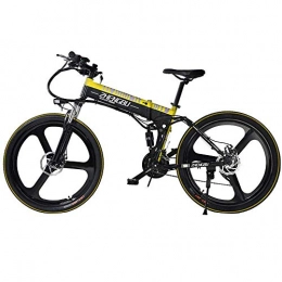 ZHIPENG Electric Bike ZHIPENG Electric Mountain Bike, 240W 26'' Foldable Professional Electric Bike, with Removable 48V 10Ah Lithium Ion Battery, 30 Speed Transmission, Suitable for Adults, Yellow
