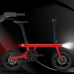 ZHYU Bike ZHYU Aluminum alloy ultralight folding electric bicycle 16 inch folding lithium electric vehicle-red