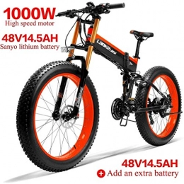 ZJGZDCP Bike ZJGZDCP 1000W Electric Bike 26inch Fat Tire E-bike 4.0 48V14.5AH 27Speed Snow MTB Folding Electric Bikes for Adult Female / Male City Bicycle (Color : Red)