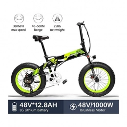 ZJGZDCP Bike ZJGZDCP 20-inch Fat Bike Folding E-bike 7 Speed Snow Bike 48V 12.8Ah 1000W Engine Aluminum Alloy Frame 5 PAS Mountain Bike (Color : Green)