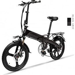 ZJGZDCP Bike ZJGZDCP 20-inch Foldable Electric Bike 48V 240W 12.8Ah Lithium Battery City Bicycle 7 Speed E-Bikes 5 Speed Adult Male and Female Mini Mountain Bike With Anti-theft Device (Color : Black)
