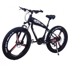 ZJGZDCP Bike ZJGZDCP 26 Inch 21 / 24 / 27 Speed Electric Mountain Bikes With 4.0" Fat Snow Bicycles Dual Disc Brakes Brakes Beach Cruiser Mens Sports E-bikes (Color : 15Ah, Size : Black-A)