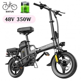 ZJGZDCP Electric Bike ZJGZDCP 350W 14 Inch Electric Bicycle Folding Ultra-light Portable For Adults City E-bikes Aluminum Electric Bike With Removable 48V Lithium Battery (Color : Black, Size : Endurance 60km)
