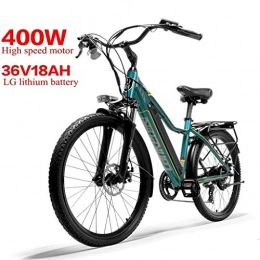 ZJGZDCP Bike ZJGZDCP 36V 18Ah 26x1.95 Tire Retro City Electric Bicycle Shimano 7 Speeds Full Suspension Snow Mountain MTB E-Bike With 400W Motor Aluminum Alloy Oil Spring Suspension (Color : Blue)