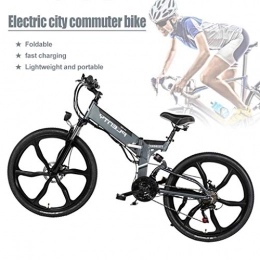 ZJGZDCP Electric Bike ZJGZDCP 480W Adults Electric Bicycle Folding Removable Electric Mountain E-bike With Removable 10Ah Battery 7-Speed Gear Speed E-Bikeblack (Color : Grey)
