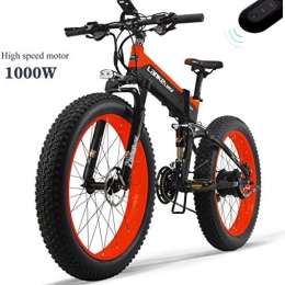 ZJGZDCP Electric Bike ZJGZDCP All-round Electric Bike 48V 14.5AH 1000W Engine 26 '' 4.0 Wholesale Tire Bicycle 27-speed Snow Mountain E-bike Adult Female / male With Anti-theft Device (Color : Red)