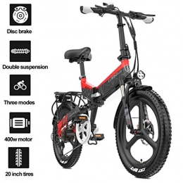 ZJGZDCP Bike ZJGZDCP Electric Bike Electric Mountain Bike 400W Ebike 20'' Electric Bicycle Adults Ebike With Removable 10.4 / 12.8Ah Battery City Commute Adult Beach E Bike (Color : Red, Size : 48V / 10.4AH)