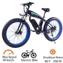 ZJGZDCP Bike ZJGZDCP Electric Mountain Cycling Bike- 350W 48V Adult Mountain Bike 26 Inch 27 Speed Fat Tire Snow Bike Lithium Battery Maximum Speed 30Km / h (Color : Blue, Size : 48V-15Ah)
