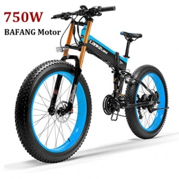 ZJGZDCP Bike ZJGZDCP Fat Tire Electric Bicycle 26inch E-Bike With 48V 10Ah Lithium Battery Shimano 21-speed Mountain Bike For Adults 750W Big Motor (Color : BLUE, Size : 750W)