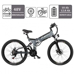 ZJGZDCP Electric Bike ZJGZDCP Folding Adult Electric Bike 48V 12.8AH 614Wh with LCD Display Women's Step-Through All Terrain Sport Commuter Bicycle Removable Lithium Ion Battery (Color : GRAY, Size : 10AH-480WH)