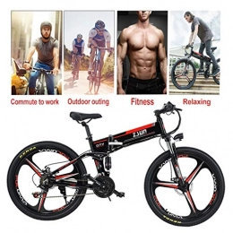 ZJGZDCP Electric Bike ZJGZDCP Folding Electric Bike Adults Ebike With Removable 8 / 10Ah Battery Snow E-Bike 21 Speed Gears Mountain Electric Bicycle Ebike 350W Electric Bicycle (Color : Red)