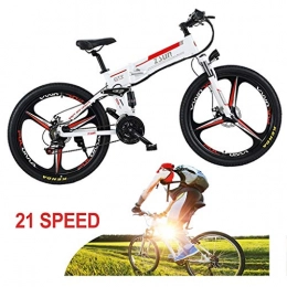ZJGZDCP Electric Bike ZJGZDCP Folding Electric Bike Ebike 48V 10Ah Removable Battery 350W Powerful Motor Electric Bicycle Mountain Bikefor Adult With 48V Lithium-Ion Battery (Black) (Color : White)