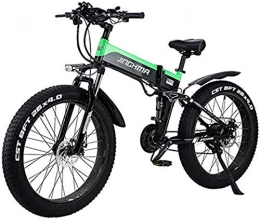 ZJZ Electric Bike ZJZ Electric Mountain Bike 26-inch Folding Electric Adult Bicycle 48V 500W 12.8AH Hidden Battery Design, Suitable for 21 Gear levers and Three Working Modes (Color : Green)