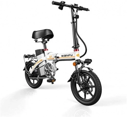 ZJZ Bike ZJZ Fast Electric Bikes for Adults 14 inch Wheels Aluminum Alloy Frame Portable Folding Electric Bicycle with Removable 48V Lithium-Ion Battery Powerful Motor (Color : White)