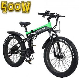 ZJZ Bike ZJZ Folding Electric Bicycle, 26-Inch 4.0 Fat Tire Snowmobile, 48V500W Soft Tail Bicycle, 13AH Lithium Battery for Long Life of 100Km, LCD Display / LED Headlights