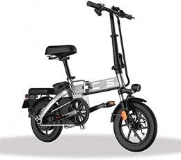 ZJZ Bike ZJZ Folding Electric Bike for Adults, 350W Motor 14 inch Urban Commuter E-bike, Max Speed 25km / h Super Lightweight 350W / 48V Removable Charging Lithium Battery, Gray, 70km