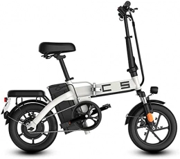 ZJZ Electric Bike ZJZ Folding Electric Bike for Adults, 350W Motor 14 inch Urban Commuter E-bike, Max Speed 25km / h Super Lightweight 350W / 48V Removable Charging Lithium Battery, White, 110km