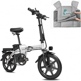 ZMHVOL Electric Bike ZMHVOL Ebikes, Electric Bike for Adults, 14" Electric Bicycle / Commute Ebike with 350W Motor 48V 15Ah Battery with Remote Control and Motorcycle Scooter Leg Apron Covers ZDWN (Color : White)