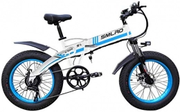 ZMHVOL Electric Bike ZMHVOL Ebikes, Electric Fat Tire Bike, 20" 350W Adult Electric Mountain Bike, with Removable 48V 8Ah Lithium-Ion Battery, Professional 7 Speed Gears ZDWN (Color : Blue and white)