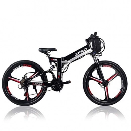 ZPAO Electric Bike ZPAO KB26 26 Inch Folding Electric Bicycle, 48V 10.4Ah Lithium Battery, 350W Mountain Bike, 5 Grade Pedal Assist, Suspension Fork (Black Dual Battery)