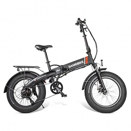 ZWHDS 20 inch electric bike - fat tire e-bike with 48V 8Ah lithium battery, 7-speed Shimano gear shift and high-strength shock absorption disc brakes, MTB 350W motor 25km / h (Color : Black)