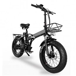 ZWHDS Electric Bike ZWHDS 20 Inch Electric Folding Bike - 4.0 Fat Tire, 48V Powerful Lithium Battery, Snow Bike, Power Assist Bicycle (Color : Black)
