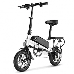 ZXCK Electric Bike ZXCK Foldable Electric Bicycle Scooter, with 12'' Tires 350W Brushless Motor 36V 15AH Lithium Battery LED Display for Adults Women Children, White