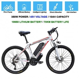 ZXL Electric Bike ZXL Electric Bicycles for Adults, 360W Aluminum Alloy Bicycle Removable 48V / 10Ah Lithium-Ion Battery Mountain Bike / Commute Ebike, White Red, White Red