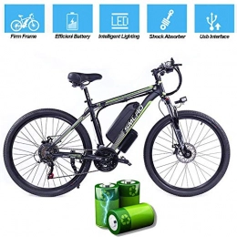 ZXL Electric Bike ZXL Home Electric Bike for Adults, Electric Mountain Bike, 26 inch 360W Removable Aluminum Alloy Bicycle, 48V / 10Ah Lithium-Ion Battery for Outdoor Cycling Travel Work Out, Black Red, 26 in, Black Green