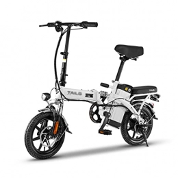 ZXQZ Electric Bike ZXQZ 14 Inch Electric Bikes, Folding E Bike for Adults 8Ah 48V Max Speed 25 Km / H, for Men Women (Color : White)