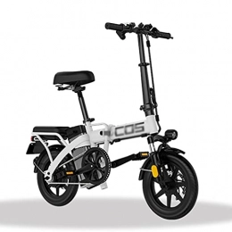 ZXQZ Electric Bike ZXQZ Folding Electric Bicycles, Adults Commuter Electric Bikes with Full Suspension, 14 Inch Ebike with Power Regeneration, Electric Lock (Color : White, Size : 14.4ah)